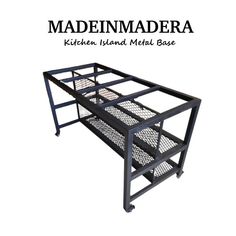 a metal bed frame sitting on top of a white background with the words made in maddera written above it