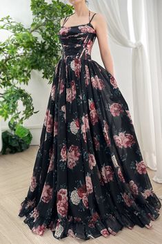 Halter Cowl Neck Corset Floral Print Chiffon Dress