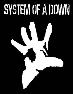 the logo for system of a down, which features an image of a hand reaching out from