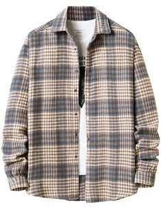 PRICES MAY VARY. Soft flannel cotton fabric, lightweight and warm, comfortable to wear. Relaxed fit, front snap button closure, snap button cuffs. Vintage fashion classic plaid pattern, turn down collar, long sleeve. Suitable for casual daily, home, outdoor activity, dates and party, spring, autumn and winter. Machine Washable/ hand washable, Do not bleach. The brand "Locachy" is designed with simplicity, relaxing and comfortable, focus on providing more quality apparel.

Size Chart for Men's Ca Shirt Jacket Men, Red Plaid Flannel, Plaid Shirts, Mens Sleepwear, Winter Knit Hats, Mens Flannel, Grey Plaid, Yellow Plaid, Plaid Design