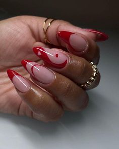 Summer August Nails, Red France Nails, Red Hot Nails, Latest Nail Trends 2022, Hot Nails Trends 2022, Popular Nail Designs 2023, France Nails Style, August Nails 2022, Red Nail Ideas Summer