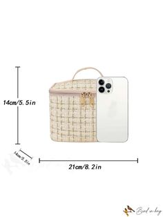 BirdinBag - Chic Plaid Cosmetic Pouch Beige Pattern, Cosmetic Organizer, Word Wrap, Cosmetic Pouch, Luggage Bags, Travel Bags, Bag Lady, Pouch, Plaid