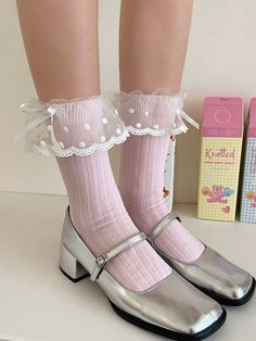 Add a touch of kawaii charm to your outfit with our adorable polka dot lace-trimmed or cotton socks. These socks come in a set of two, featuring delicate lace details.   Please note that this product includes only one pair of socks. Cute Lace Trim Socks For Spring, Pink Sweet Socks For Spring, Steampunk Fashion Female, Socks Aesthetic, Steampunk Fashion Male, Soft Girl Clothes, Lace Cuffs, Lace Socks, Outfits With Hats