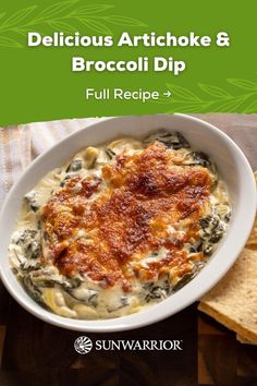 Chow Down on This Delicious Artichoke and Broccoli Dip Broccoli Dip, Blue Corn Chips, Vegan Mayonnaise, Blue Corn, Steamed Broccoli, Plant Based Nutrition, Corn Chips, How To Double A Recipe