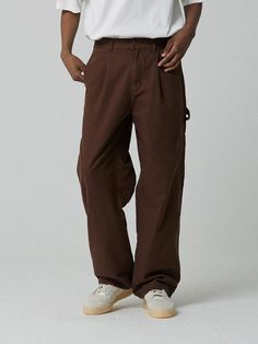 This is a comfortable and trendy pants by MAGOODGAN that is made out of high quality cotton 100% fabric. With unique design detail and trendy mood, it will stand out from your casual daily outfit. - Single tuck detail on the waist- Adjustable string on the hem- Wide unisex silhouette- Soft texture through washing process Brown Cotton Straight Leg Chinos, Brown Straight Leg Cotton Chinos, Brown Straight Leg Streetwear Bottoms, Brown Straight Leg Bottoms For Streetwear, Brown Wide Leg Pants For Streetwear, Wide Leg Brown Pants For Streetwear, Baggy Brown Straight Leg Pants, Urban Brown Wide Leg Cargo Pants, Casual Brown Pants For Streetwear