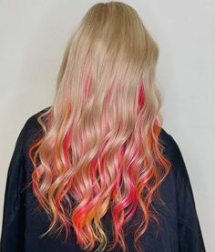 Blonde Hair With Vivid Colors, Halloween Hair Color Ideas For Blondes, Summer Hair Dye, Change Hair Color, Hair Salon Marketing, Hair Color Guide, Pink Blonde Hair, Hot Pink Hair, Vivid Hair Color