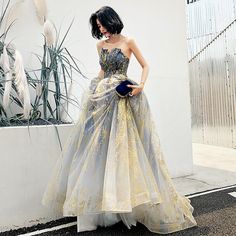 Blue tulle long ball gown dress formal dress sold by Little Cute on Storenvy Sequin Prom Dresses Long, Strapless Prom Dresses, A Line Evening Dress, Tulle Evening Dress, Chique Outfits, Sequin Prom Dresses, A Line Prom Dresses, فستان سهرة, Tulle Prom Dress