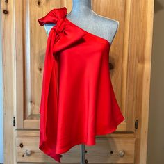 New With Tags! Gorgeous Shade Of Red Asymmetrical Blouse Bow On One Shoulder Fully Lined Pullover Stock Pic Is Pink And Used To Show Fit And Style. This Item Is Red. Why8132 You1218 T181132 Red One-shoulder Dress For Spring Formal, Red One Shoulder Dress For Spring Formal, Elegant Red Asymmetrical One Shoulder Dress, Red Sleeveless Asymmetrical Dress For Evening, Red Asymmetrical Sleeveless Evening Dress, Red One-shoulder Party Top, Red Sleeveless Asymmetrical Evening Dress, Red One-shoulder Asymmetrical Dress For Parties, Red Asymmetrical Dress For Formal Occasions