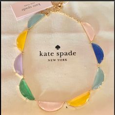 Colorful Half-Circle Stones Increase The Fashion Factor Of Any Look On This Kate Spade Collar Necklace. Set In Gold Plated Metal Approx L 16” + 3” Jewelry Pouch Included Elegant Multicolor Kate Spade Jewelry, Modern Pearl Necklace, Monogram Necklace Gold, Jeweled Collar, Kate Spade Necklace, Peace Sign Necklace, Kate Spade Jewelry, Star Pendant Necklace, Initial Pendant Necklace