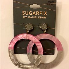 Pink & Gray Marbled Acrylic Drop Circle Hoops Earrings With A Silver Metallic Druzy Stone Accent. For Pierced Ears. 2.5"Lx2"W, Or 2"X2" Just The Hoops. New On Tag. Bundle Sale This Weekend 50% Off Bauble Bar Earrings, Disney Baubles, Bauble Bar, Baublebar Earrings, Hoops Silver, Mickey Mouse Earrings, Snowflake Earrings, Light Earrings, Link Earrings