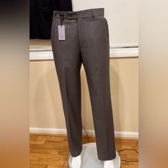 Brand New Men’s Classic Flat Front Dress Pants Straight-Leg Mid-Rise Zipper Closure, Button Closing, Multi Pockets Waist:30” Color:Grey Good Quality Fabric Unfinished Length If You Provide Your Inseam Measurement I Will Adjust It. Comes From Pet And Smoke Free Environment. Flat Front Fitted Pants With Single Button, Fitted Flat Front Pants With Single Button, Fitted Flat Front Single Button Pants, Semi-formal Fitted Gray Pants, Fitted Gray Semi-formal Pants, Fitted Dress Pants With Button Closure, Spring Fitted Gray Dress Pants, Business Casual Full Length Dress Pants With Button Closure, Tailored Dress Pants With Buttons For Business Casual