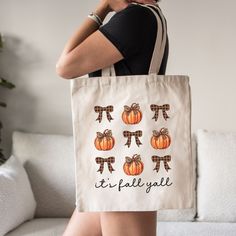 Its Fall Yall Tote Bag, Fall Vibes, Happy Fall Yall, Autumn Tote Bag, Fall Season Gift, Personal Tote Bag, Canvas Tote Bag, Pumpkin Season Fall Plaid Rectangular Bag, Fall Season Plaid Rectangular Bag, Plaid Rectangular Bag For Fall, Brown Canvas Bag For Daily Use In Fall, Plaid Bags For Everyday Use In Fall, Everyday Plaid Bags For Fall, Brown Cotton Bags For Fall, Fall Cotton Travel Bag, Fall Beige Canvas Bag