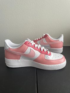 Custom Nike Air Force 1's. These custom shoes are carefully handmade using Angelus Brand Acrylic Leather Paints, preparers, and finishers. All products are completed using a matte finish, and come in the original packaging (see last picture). Pricing: The price includes the cost of the shoe, materials (paint, brushes, finishers, etc.), and the time it takes to paint the shoe. Sizing:  Choose the size that fits you! If your size is not listed, please contact me and I can try to get it for you! Ho Pink Custom Sneakers With Rubber Sole, Custom Pink Synthetic Sneakers With Rubber Sole, Pink Synthetic Custom Sneakers With Rubber Sole, Pink Leather Low-top Nike Air Force 1, Pink Leather Nike Air Force 1 Sneakers, Custom Pink Leather Sneakers, Pink Leather Custom Sneakers, Custom Pink Low-top Sneakers, Custom Nike Air Force