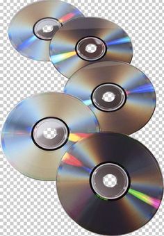 three cds are sitting next to each other on a white background, with one disc in the middle