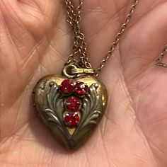 In Good Condition With Minimal Wear. Stamped Inside Locket As Shown. Dope Jewelry, Red Stone, Locket Necklace, 10k Gold, Red Gold, Locket, Womens Jewelry Necklace, Jewelry Necklaces, Necklaces