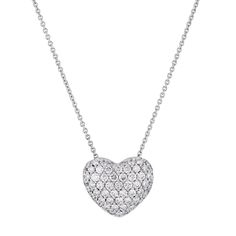 Pave Diamond White Gold Heart Necklace Necklaces Curated by H Luxury White Gold Heart Pendant Diamond Necklace, Luxury White Gold Heart Cut Diamond Necklace, Luxury Heart Cut Necklaces With Pave Setting, Luxury Heart Cut Necklace With Pave Setting, Luxury Diamond White Heart Cut Diamond Necklace, Luxury Silver Heart Cut Diamond Necklace, White Heart-shaped Diamond Necklace For Formal Occasions, White Heart-shaped Diamond Necklace For Formal Events, Luxury Heart Cut Single Diamond Necklaces