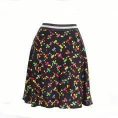 Geometric square print skirt has flared form. The lastic waistband makes comfortable fit. The skirt fits at waist then flares. The mini length skirt can be styled daily Machine wash cold, No bleech, No tumble dry, warm iron Multicolor Fitted A-line Skirt, Fitted Multicolor A-line Skirt, Fitted Multicolor Vibrant Skirt, Spring Multicolor Graphic Print Skirt, Vibrant Multicolor Floral Print Skirt, Kith And Kin, Skirt Fits, Square Print, Print Skirt