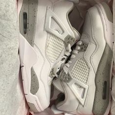 Used, Creased A Tiny Bit Jordan 4s Gray And White, Jordan 4 Pure Money, Air Jordan Retro 4, Jordan Retro 4, Jordan 4s, Shoes Jordan, Retro 4, Air Jordan 4 Retro, Air Jordans Retro