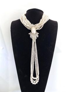 This one-of-a-kind dream necklace is created with multiple strands of freshwater pearls. The centerpiece is a unique, antique brooch made with 14k yellow gold and Mobé cultured pearls. This necklace is about 18" long, and the brooch measures at 3 1/2" x 2" Dream Necklace, Pearl Jewels, Pearl Jewelry Sets, Antique Brooches, Womens Jewelry, Short Necklace, Cultured Pearls, Jewelry Designs, Wire Jewelry