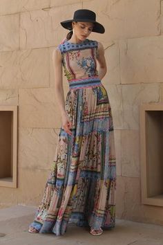 Shop for Bhanuni By Jyoti White Viscose Tropical Tiles Printed Dress for Women Online at Aza Fashions Viscose Dress Summer, Tropical Tile, Tile Dress, Viscose Dress, Tropical Floral Print, Tile Print, White Maxi, Designer Gowns, Tropical Floral