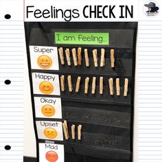 feelings check in display for students to use with their writing and crafting skills at school