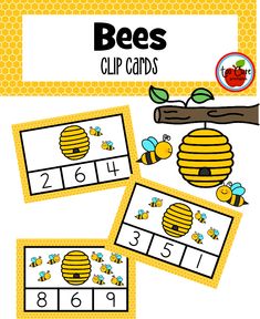 printable bee clip cards with numbers and pictures