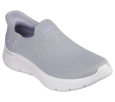 Step-in to convenient walking comfort and cushioning wearing Skechers Hands Free Slip-ins GO WALK Flex - Sunset Rose. This vegan slip-on features a knit mesh upper with a floral print heel, our exclusive Skechers Slip-ins molded Heel Pillow , Skechers Air-Cooled Memory Foam insole, lightweight ULTRA GO cushioning, and Flex Pillars for added movement. | Skechers Women's Slip-ins: GO WALK Flex - Sunset Rose Slip-On Shoes | Medium Width | Skechers Hands Free Slip-ins for an easy fit | Exclusive Hee Comfortable Synthetic Walking Shoes For Light Exercise, Comfortable Gray Walking Shoes For Light Exercise, Comfortable Running Shoes With Ortholite Insole, Comfortable Synthetic Walking Shoes With Gel Cushioning, Comfortable Gel Cushioned Slip-on Walking Shoes, Comfortable Slip-on Running Shoes For Light Exercise, Comfortable Synthetic Walking Shoes For Light Sports, Casual Walking Shoes With Gel Cushioning For Light Exercise, Comfortable Slip-on Sneakers With Air Cushioning