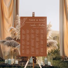 This Boho Desert Wedding Alphabetical Seating Chart Template is fully editable. Easily customize this sign, organized by your guests' surnames. If you need any help editing, or aligning the text, I'm more than happy to assist. (Please message me.) The rust wedding seating chart sign pairs beautifully with modern minimalist wedding themes featuring decor like pampas grass. Available in 3 sizes: 24x36", 18x24", A1 (UK/AU). Let me know if you need it in a different size, and I'll create it for you! Boho Wedding Seating Chart, Desert Wedding Decor, Boho Desert Wedding, Seating Plan Template, Alphabetical Seating Chart, Rust Wedding, Rusting Wedding, Table Seating Chart, Boho Desert