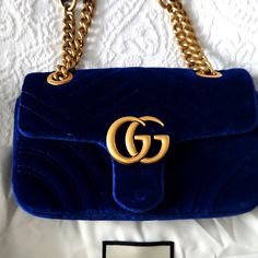 Beautiful Mini Bag In Royal Blue Velvet, Super Excellent Condition, Like New, Comes With All Its Brand Cards, Dust Cover And Paper Bag, You Can See Photos, It Is Beautiful. Luxury Blue Bag As Fashion Accessory, Luxury Blue Stylish Bag, Luxury Blue Bag, Blue Rectangular Gucci Bag, Blue Gucci Shoulder Bag With Dust Bag, Blue Gucci Bag For Formal Occasions, Gold Gucci Party Bag, Formal Blue Gucci Bag, Blue Gucci Shopping Bag