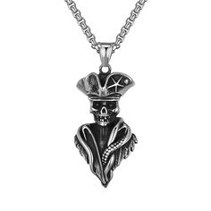 Mens Retro Gothic Skull King Pendant Necklace Punk Hip Hop Biker Jewelry 24" | eBay Goth Pirate, Goddess Of Fortune, Skull King, Punk Pirate, Skull Pendant Necklace, Biker Jewelry, Pirate Skull, Gothic Skull, Daily Jewelry