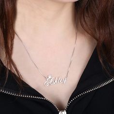 Personalized Name Crown Necklace Sterling Silver Silver Name Necklace, Mirror Nails, Crown Necklace, Art Necklaces, Gold Name Necklace, Monogram Necklace, Engraved Bracelet, Initial Ring, Princess Crown