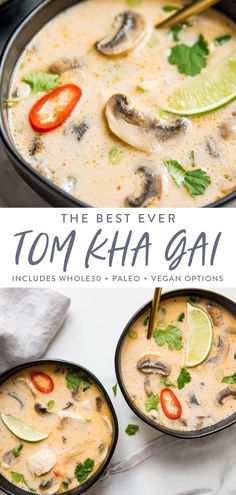 the best ever tom kha gai includes whole - pale, vegan options