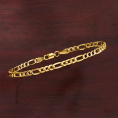 Ross-Simons - 3.5mm 14kt Yellow Gold Figaro-Link Bracelet. 7". Crafted of 14kt yellow gold and featuring classic Figaro links, this 3.5mm chain bracelet is a reliable accessory to have on hand. The glossy bracelet is easier than ever to wear and pair, making it a luxurious complement to any personal style. Lobster clasp, 14kt yellow gold Figaro-link bracelet. Figaro Bracelet, Link Bracelets, Chain Bracelet, Lobster Clasp, Personal Style, Fine Jewelry, Yellow Gold, Bracelet, Chain