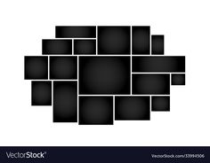 black squares on white background with clippings for text or image eps 8x8