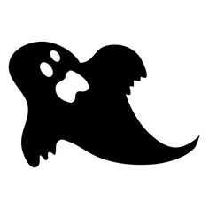 a black and white silhouette of a ghost with its eyes open, on a white background