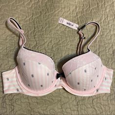 Nwt - Body By Victoria Lined Demi Bra. Underwire, Molded Cups, Back 2 Hook Closure. Lace Trim On Upper Breast Cups. Bling Bra, Velvet Bra, Victoria Secret Pink Bras, Pretty Bras, Aesthetic Outfit Ideas, Cute Bras, Cute Comfy Outfits, Demi Bra, Victoria Secret Bras