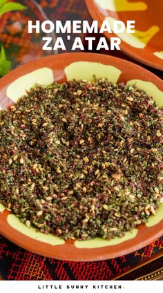 homemade za'atar in a bowl with the title above it