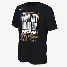 Champions, yet again. The Golden State Warriors owned the 2022 playoffs, and now it's time to celebrate with them. Rep your squad in this classic-fit, soft cotton tee as they etch their name into the history books—for a 7th time. Nike Tops With Letter Print For Team Events, Sports Season Fan Apparel T-shirt With Lettering, Fan Merchandise Tops With Lettering, Fan Merchandise Lettering Tops, Diamond Icon, Nba T Shirts, Nike Nba, Nba Champions, Nike Store