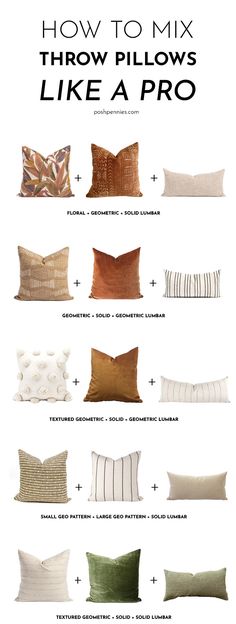 how to mix throw pillows like a pro with text overlaying the top and bottom