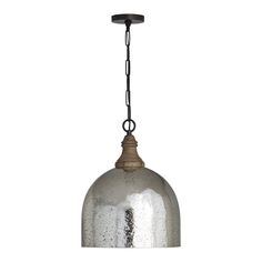 an industrial style pendant light hanging from a chain on a white background with no one in it