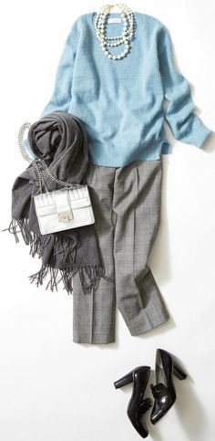 60 Fashion, Gray Pants, 가을 패션, Fashion Over 50, Fashion Mode, Work Attire, Mode Inspiration, Work Fashion