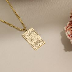 "Tarot Card Necklace, 14K Real Gold, Personalized Necklace, Dainty Tarot Jewelry , Astrology Necklace , Gifts For Her, Mother's Day Gift 🎁 IDEAL PRESENT ♥     This piece serves as a splendid gift for virtually anyone on any occasion, making it an essential addition to your gift list. Brighten a loved one's day with this thoughtful personalized gift, perfect as a Mothers Day gift or a special 'gift for her' that adds a personal touch. ⭐️ Material Options: - 14K Gold  🎁 Necklace and Chain Size G Mystical Gold Charm Necklace Gift, Gold Mystical Jewelry For Anniversary, Mystical Gold Jewelry For Anniversary, Mystical Yellow Gold Jewelry For Gift, Mystical 14k Gold Jewelry Gift, Mystical Engraved Necklace For Gift, Mystical Engraved Gold Jewelry, Mystical Gold Engraved Necklace, Mystical Engraved Gold Necklace