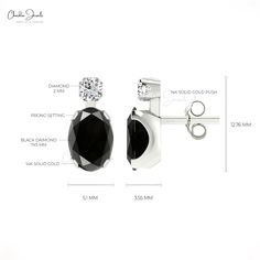 Description Radiate elegance with 14k solid gold black diamond studs, accented by sparkling diamonds. These two-stone earrings for her exude modern luxury, making them perfect for everyday wear or a bold evening statement. Trending in fine jewelry, they’re a must-have accessory this season. Product Details SKU CJ E 1159A BD Metal 14K solid gold Closing mechanism Push back Product dimension 12.76mm x 5.1 mm x 3.55 mm Birthstone April Certification - Black Diamond Details Stone size 7x5mm Quality Black Oval Earrings For Anniversary, Diamond Earrings Wedding, Black Diamond Studs, Minimal Earrings, Stone Studs, Dainty Earrings, Sparkle Diamonds, Diamond Stone, Wedding Earrings