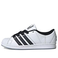 adidas x Korn Superstar Supermodified 'White Black' IG0793 White Skate Shoes With Abzorb Midsole For Streetwear, Urban White Skate Shoes With Abzorb Midsole, Streetwear Custom Sneakers With Three Stripes, Adidas Custom White Sneakers With Three Stripes, Adidas White Custom Sneakers With Three Stripes Branding, Adidas Skate Shoes With Abzorb Midsole For Streetwear, White Skate Shoes With Abzorb Midsole, White Skate Shoes With Abzorb Midsole For Skateboarding, White Urban Skate Shoes For Streetwear