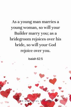 hearts floating in the air with a bible verse about marriage and being married to each other