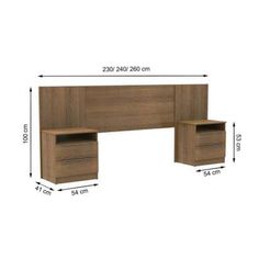 an office desk with two drawers and one file cabinet on the left side, measurements for each drawer