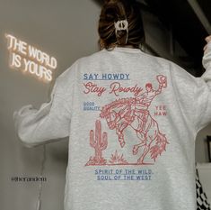 This Gender-Neutral Adult Hoodies & Sweatshirts item is sold by herandem. Ships from Charlotte, NC. Listed on Jan 20, 2024 T-shirt Designs, 70s Western Aesthetic, Cowgirl Outfits Aesthetic, Cricut Sweatshirt Ideas, Western Gift Ideas, Western Core, Western Sweatshirts, Cowgirl Gifts, Western Gifts