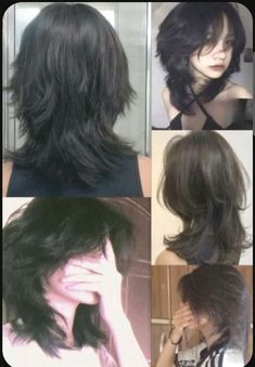 Wolfachting Hair, Short Shag Cuts For Thick Hair, Wolf Cut With Wispy Bangs, Wolf Haircut, Dyed Hair Inspiration