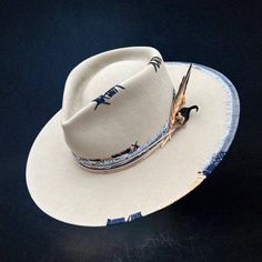 City Slicker Fedora in Beige with Feather Blue Patchwork And Band – sweetearing Cowboy Hat Styles, Mens Dress Hats, Tuxedo Accessories, City Slickers, Felt Cowboy Hats, Trilby Hat, Unique Hats, Fancy Hats, Vintage Cowboy