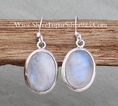 White Sterling Silver Earrings For Birthday, Handmade Oval Cabochon Earrings For Gift, Silver Hypoallergenic Earrings For Birthday Gift, Sterling Silver Oval Cabochon Earrings Gift, Sterling Silver Cabochon Earrings Gift, Oval Moonstone Earrings For Gift, Silver Earrings Wedding, Boho Items, Earring Gift